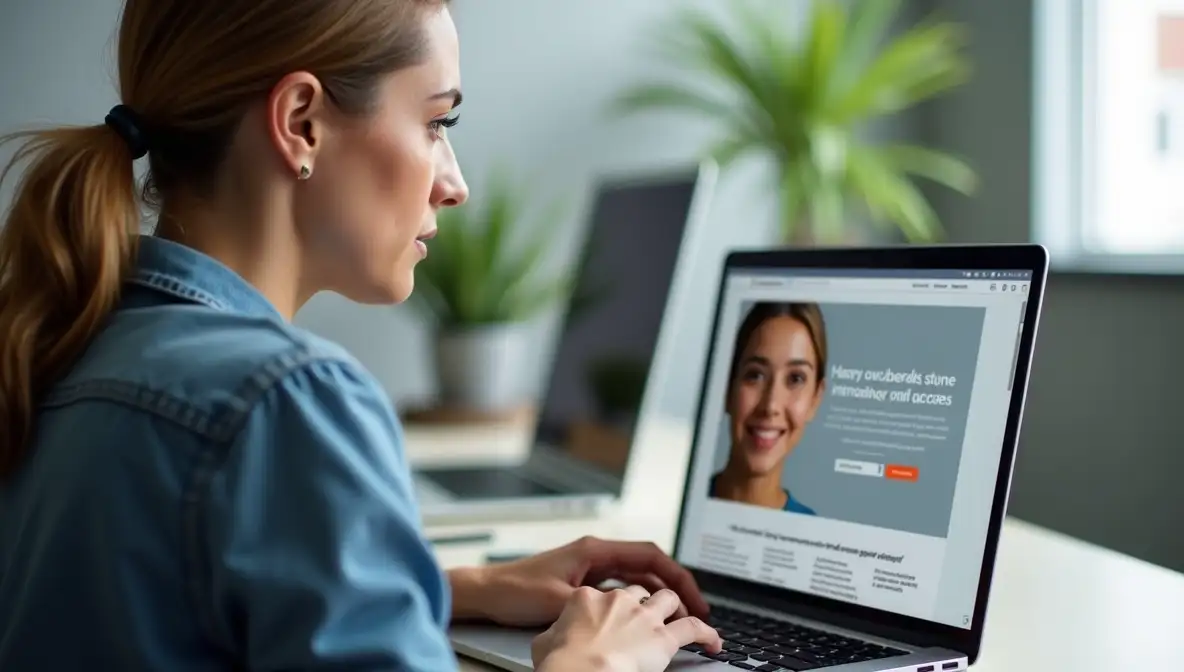 Marketing professional analyzes a simplified MarTech stack on a computer screen, demonstrating strategic clarity and efficiency.